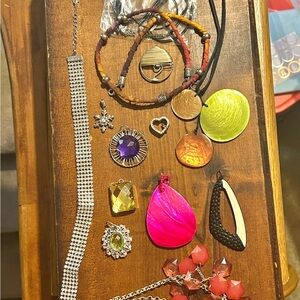 Colorful Jewelry Lot Many Pendants.